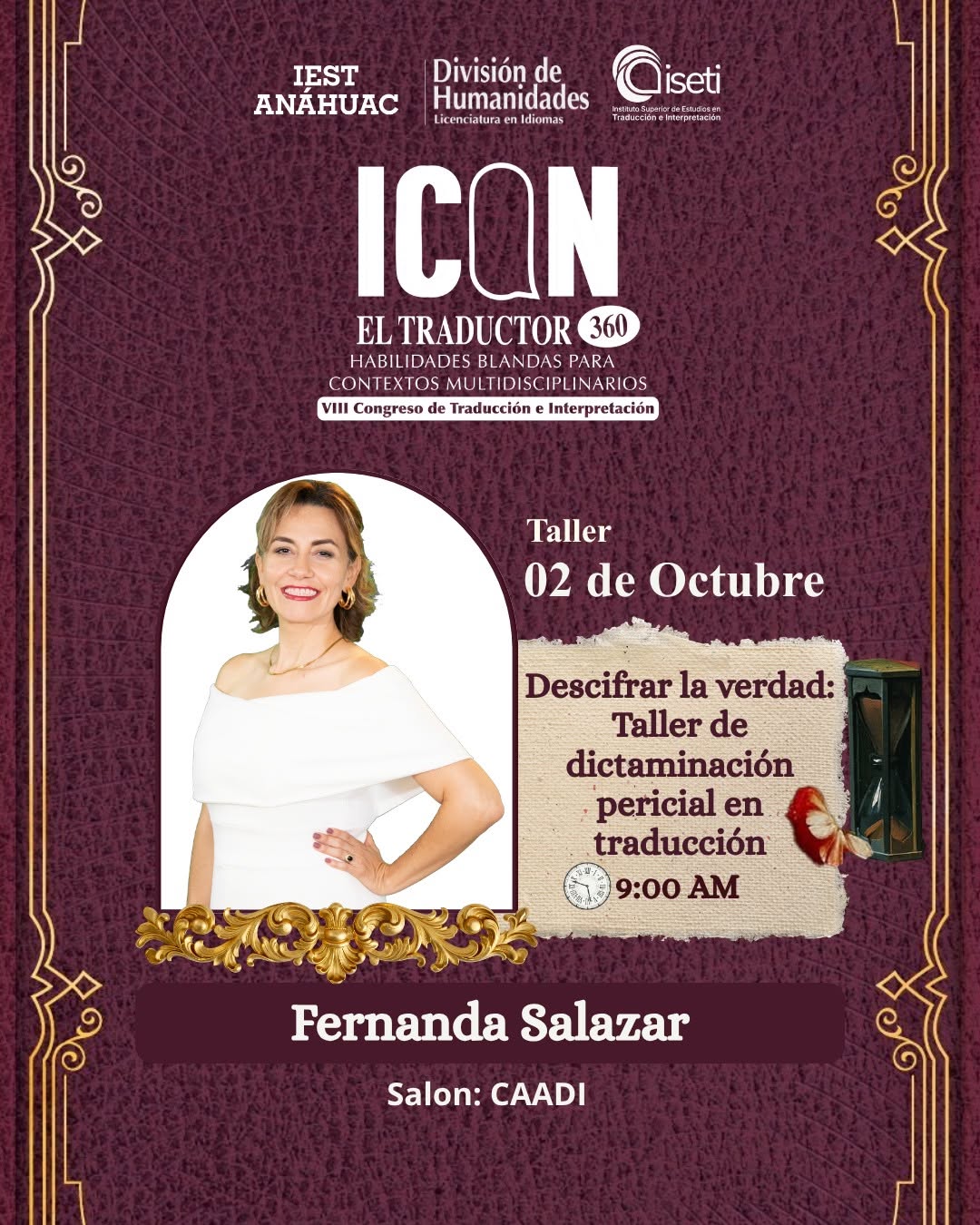 Taller de Fernanda Salazar: Descifrar la verdad, dictaminación pericial en traducción, 2 de octubre